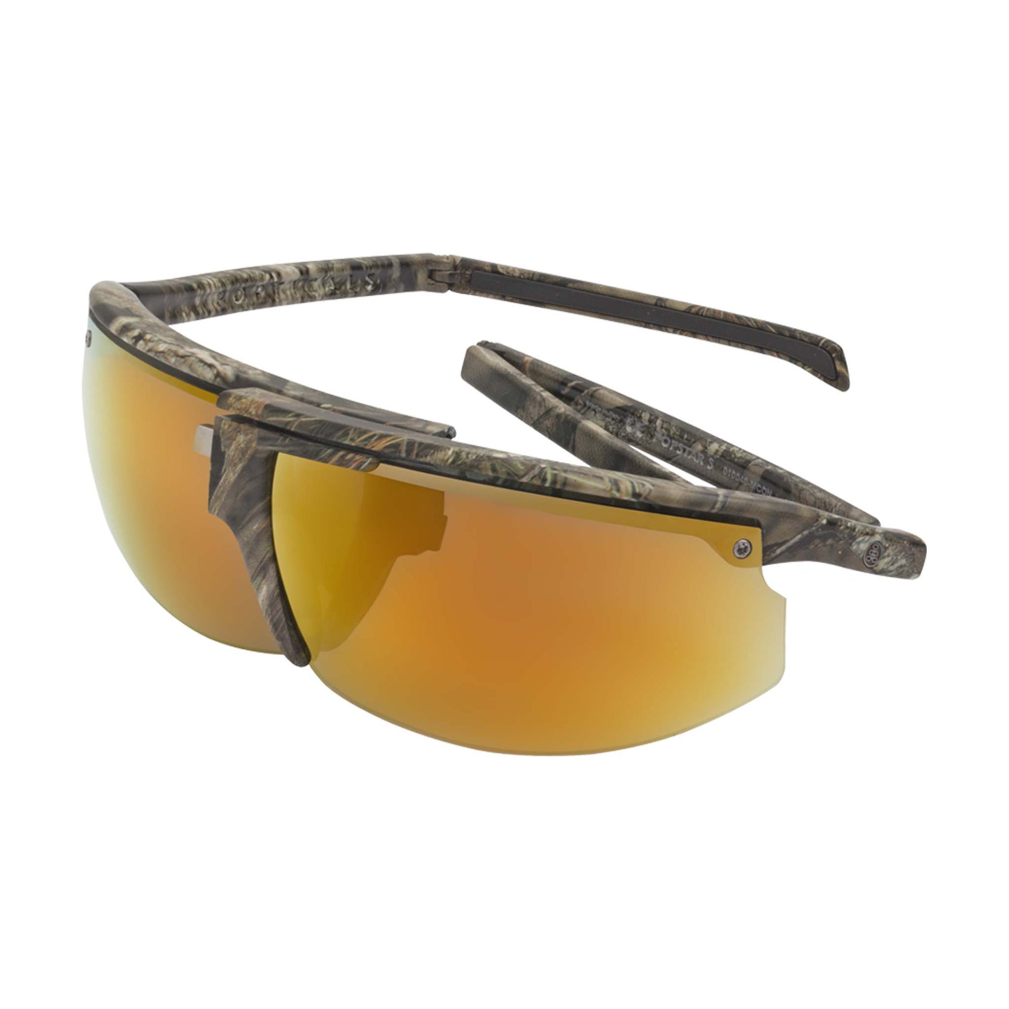 Popticals, Premium Compact Sunglasses, PopStar, 010040-MCON, Polarized Sunglasses, Matte Mossy Oak Break-Up Frame, Gray Lenses w/Orange Mirror Finish, Spider View